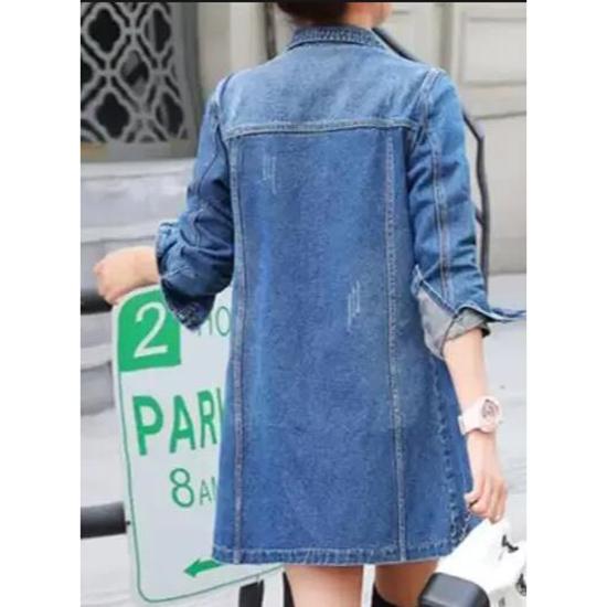Lapel Autumn Casual Denim Jacket Women Single Breasted Slim Outwear