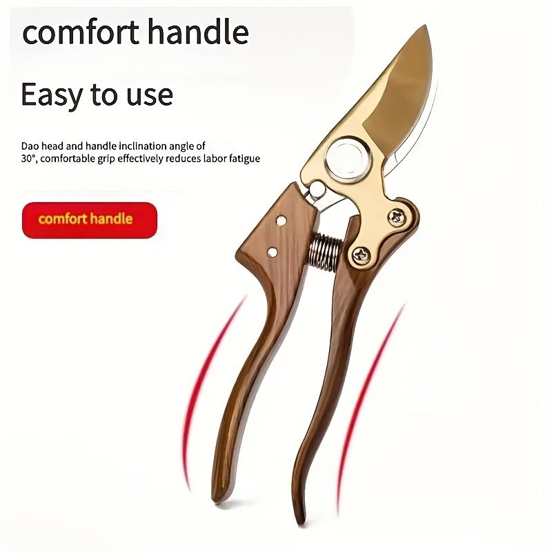 A Modern Carbon Steel Pruning Shear with Japanese SK5 Steel Blades, Featuring an Ergonomic Wooden Handle, Heavy-Duty Side-Cutting Scissors Designed