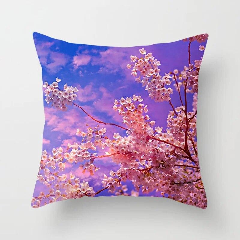 Cherry Blossom Rose Flower Throw Pillow Cover Sofa Decoration Bedside   Car Seat Cushion  Room Home