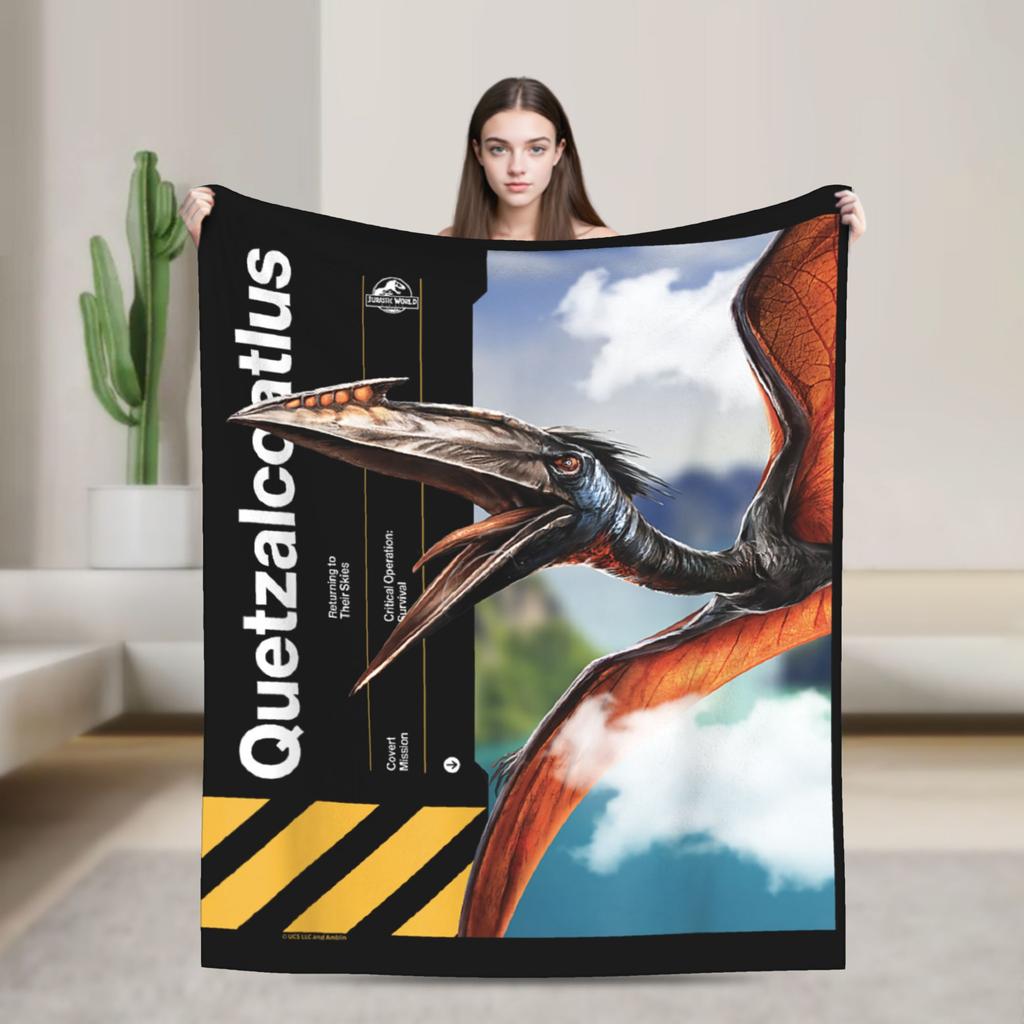 Jurassic T-Rex Grid World Blanket Flannel Spring/Autumn Logo Breathable Lightweight Throw Blankets for Travel Bedroom Quilt