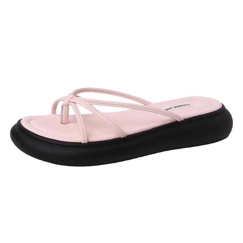 Muffin thick-soled herringbone cool slippers women's shoes outer wear summer fashion casual non-slip heightening thin strap Roman sandals