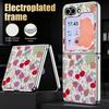 Polka Dot Cherry Print Case For Samsung Galaxy Z Flip 8 7 6 5 Z Flip8 Flip7 Flip6 Hybrid 3in1 Plating Leather Skin Folding Phone Cover