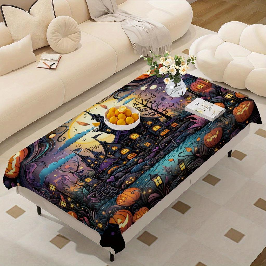 Halloween Printed Tablecloth, Home Restaurant Decoration Tablecloth, Square, Round, Rectangular, Coffee Table Tablecloth