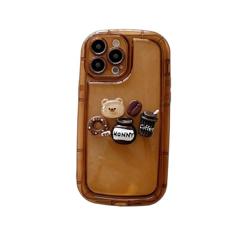 Koreanische süße 3D Cartoon Schwein Kaffee Epoxy Telefon Fall für Iphone 14 13 12 11 Pro Max X Xs Xr die Seife stoßfest Soft Cover Funda