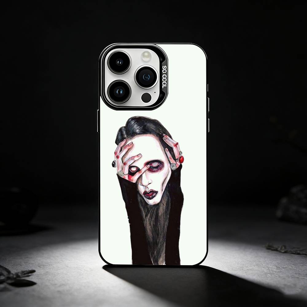 M-Marilyn Singer Manson Phone Case For iPhone 17,16,15,14,13,12,11 Plus,Pro Max,XS,Colored silver phone case