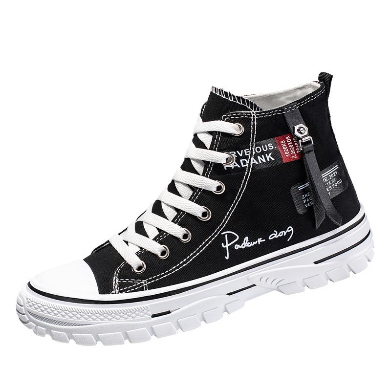 2025 Autumn Men's High-Top Canvas Shoes - Trendy Korean Style Casual Footwear for Students