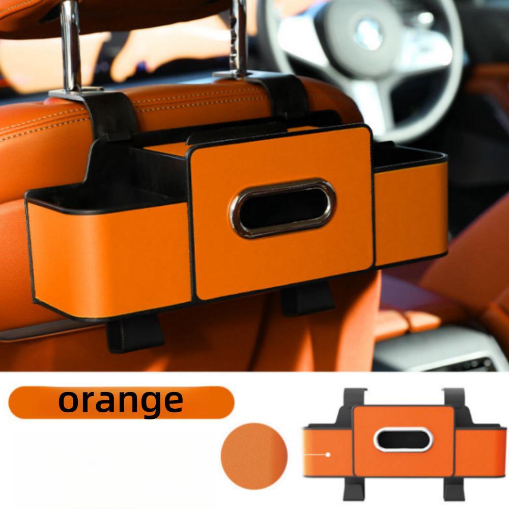 **Multifunctional Car Seat Back Organizer with Tissue Box and Cup Holder Hooks**