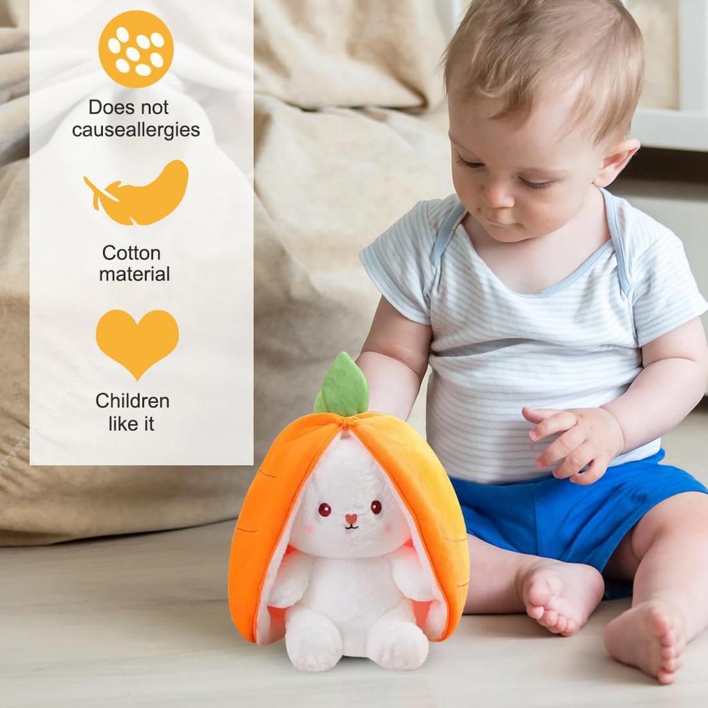 Rabbit Plush Toy Hide and Seek Yellow, Plush Rabbit Carrots, Stuffed Toy Plush Rabbit Hide and Seek Game, Cuddly Toy Easter Bunny Doll Gift