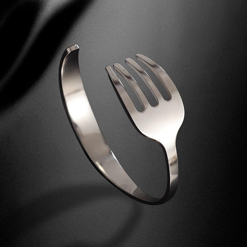 

Креативный браслет-вилка для женщин и мужчин, персонализированный простой открывающийся регулируемый браслет, ювелирные украшения, аксессуары, подарки серебряный