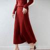 Women's Pure Wool Midi Skirt – Slim Fit, Pleated A-Line, Waist-Cinching for Autumn and Winter