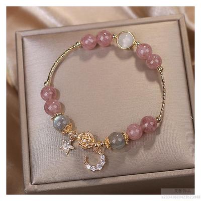 Star Moon Strawberry Crystal Bracelet: Chic Design for Women, Perfect Gift for Students & Best Friends, Sister Chain