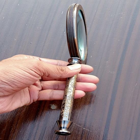 Mosiężne szkło powiększające, Vintage ręczne szkło powiększające, czytanie książki powiększającej, antyczne szkło do czytania, grawerowany prezent