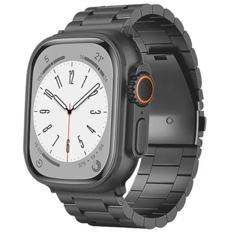 For Apple Watch Series 10 42mm/9 8 7 41mm/SE (2023) SE (2022) SE 6 5 4 40mm/3 2 1 38mm Watch Band 3-Bead Titanium Alloy Strap