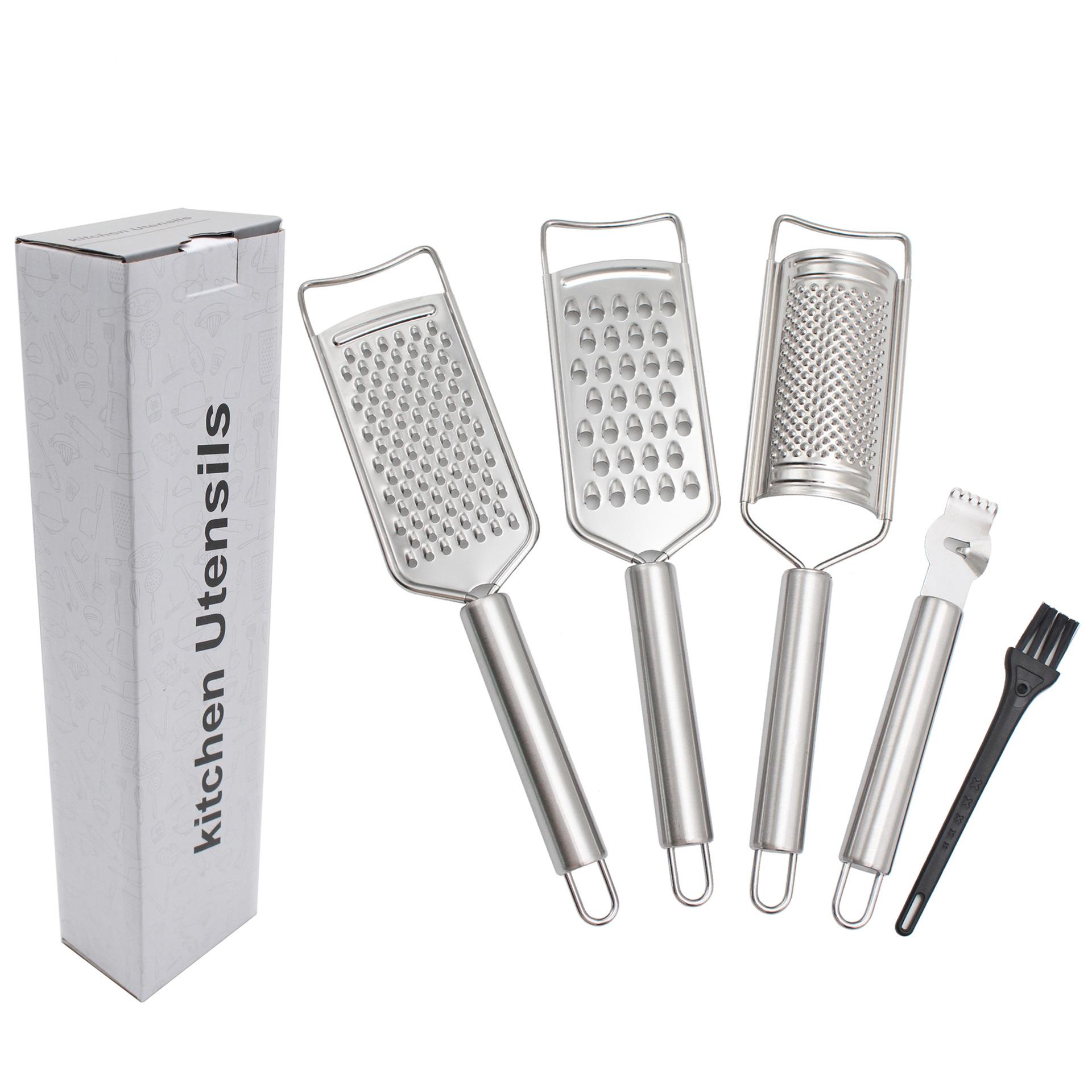 

LMETJMA 5 шт. набор терок для сыра из нержавеющей стали терка для сыра лимонная терка с ручкой кухонная терка для овощей JT360 серебряный