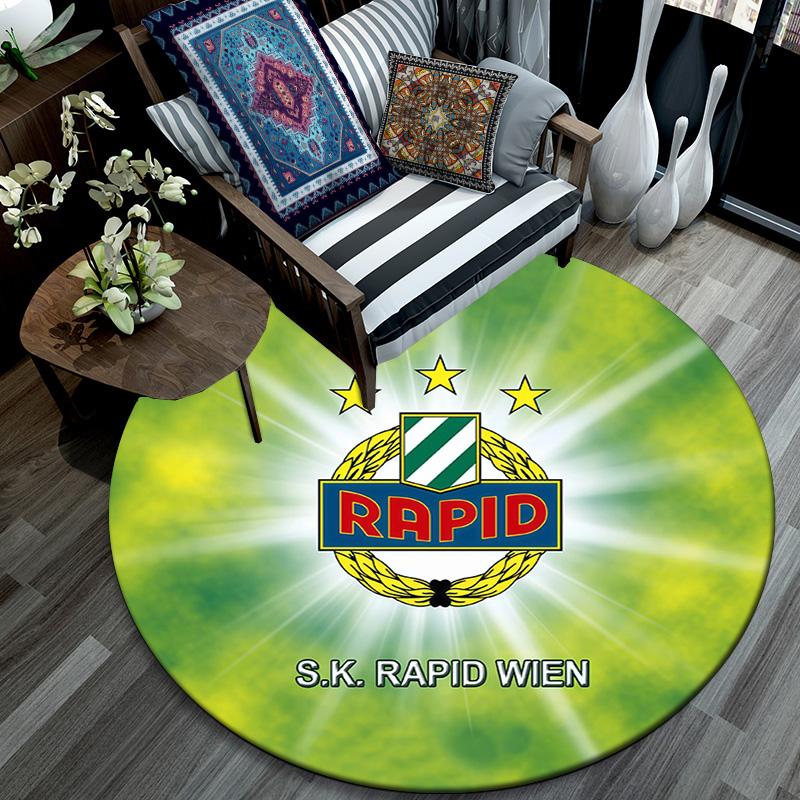 SK Rapid Wien Round Area Rug,Carpet Rug for Living Room Bedroom Sofa Playroom Decor,Non-slip Floor Mat