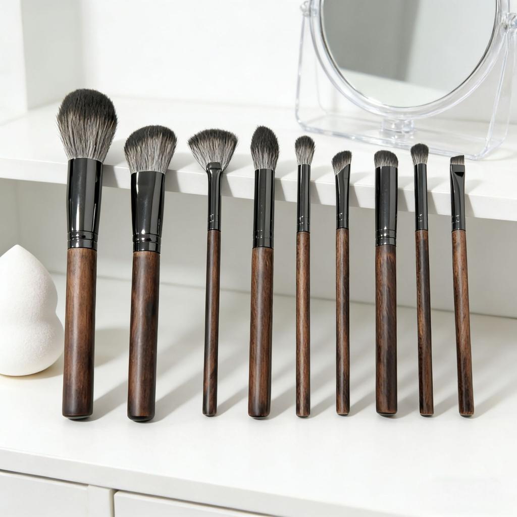 New 9 Birch Ulike Cosmetic Set Brush Super Soft Hair Loose Powder Brush Concealer Brush Eyeshadow Brush Full Set of Beauty Tools
