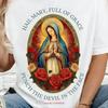 Catholic Hail Mary Punch Devil In The Face T Shirt S Virgin Christian Apparel Vintage Streetwear Unisex Casual Stretched