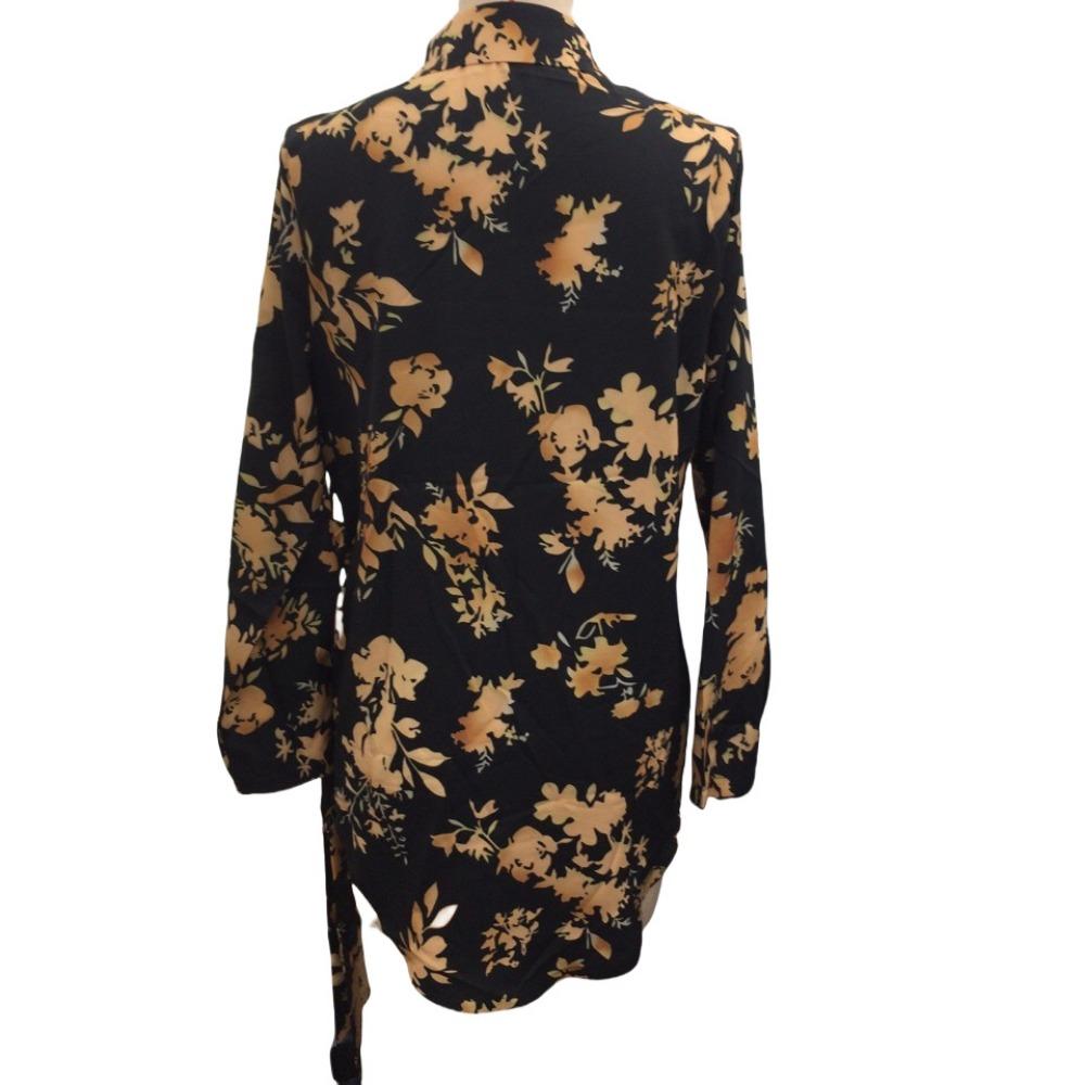 Elegantní dámská košile s dlouhým rukávem a květinovým potiskem na podzim a zimu