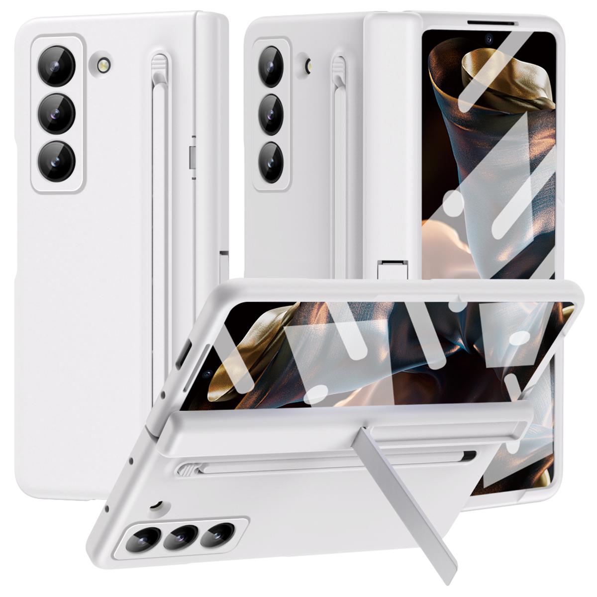 

Чехол-подставка для телефона Samsung Galaxy Z Fold Special/Z Fold 6 Slim/W25 Задняя крышка из ПК со стилусом и защитной пленкой из закаленного стекла White