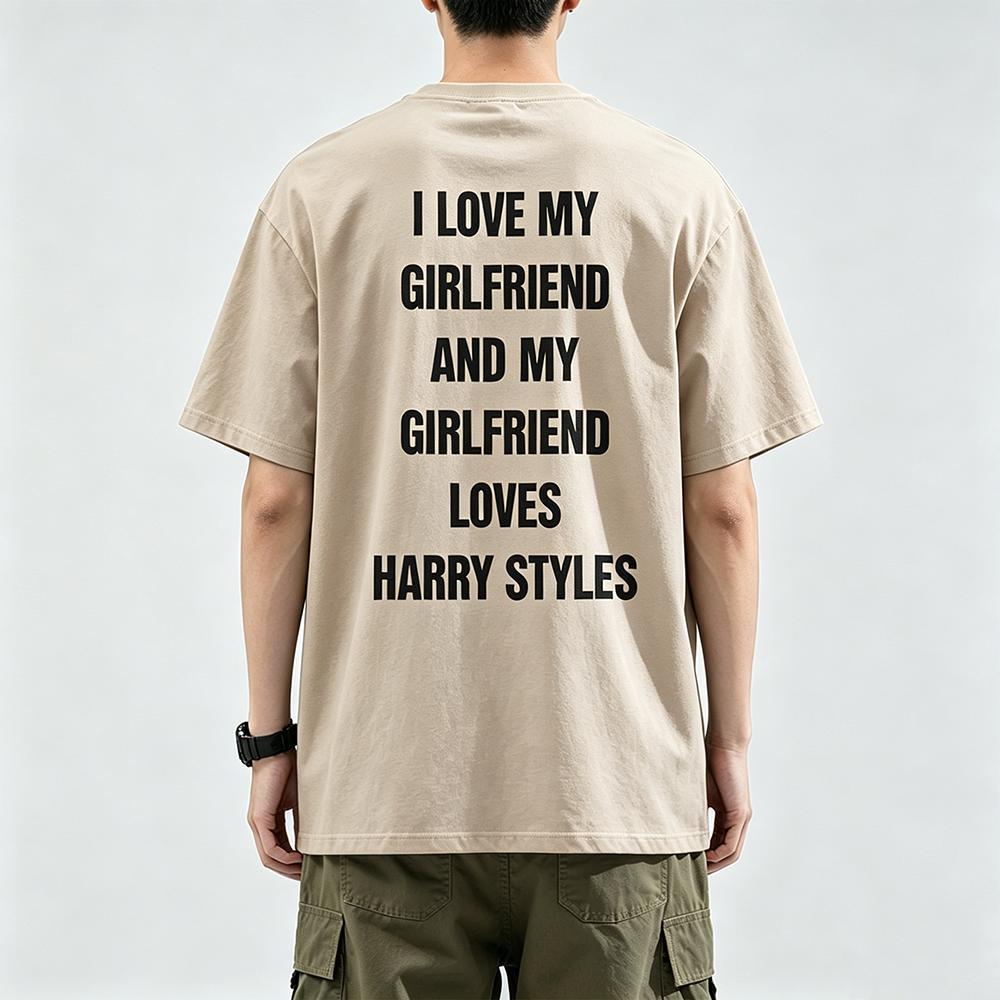 Meine Freundinnen sind in Harry Styles verliebt Unisex Boxy T-Shirt Mode Design Grafikdruck T-Shirt Hohe Qualität Baumwolle Bequemes Oberteil