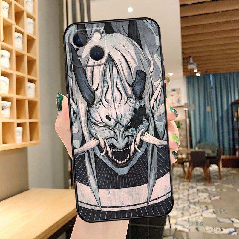 Oni Hannya Demon Mask Phone Case For iPhone 16 17 Pro Max 14 13 12 11 15 Pro Max mini 15 16 Plus 16e 17 Air Cover