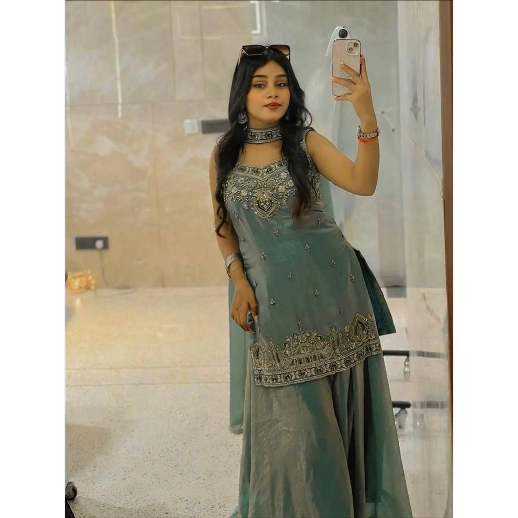 Desigenr Bollywood Paksiatni Sharara Suit Indian Party Wear Ethnic Salwar Kameez