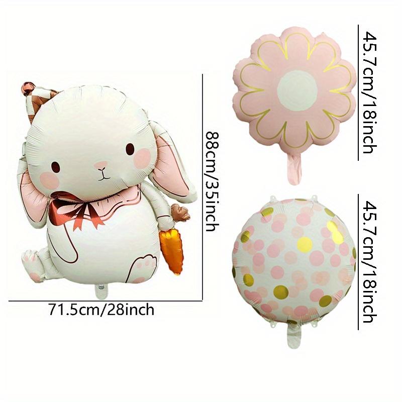 5Pcs Easter Cute Carrot Bunny Pink Flower Party Decoration Balloon Baby Shower Globos Gifts