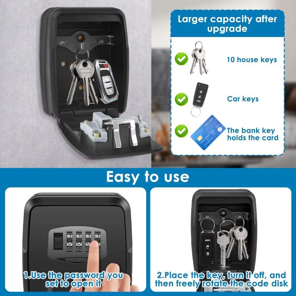 Wall Mounted 4 Digit Combination Key Box Passwords Code Key Lock Safe Box Key Safe Box  Garage
