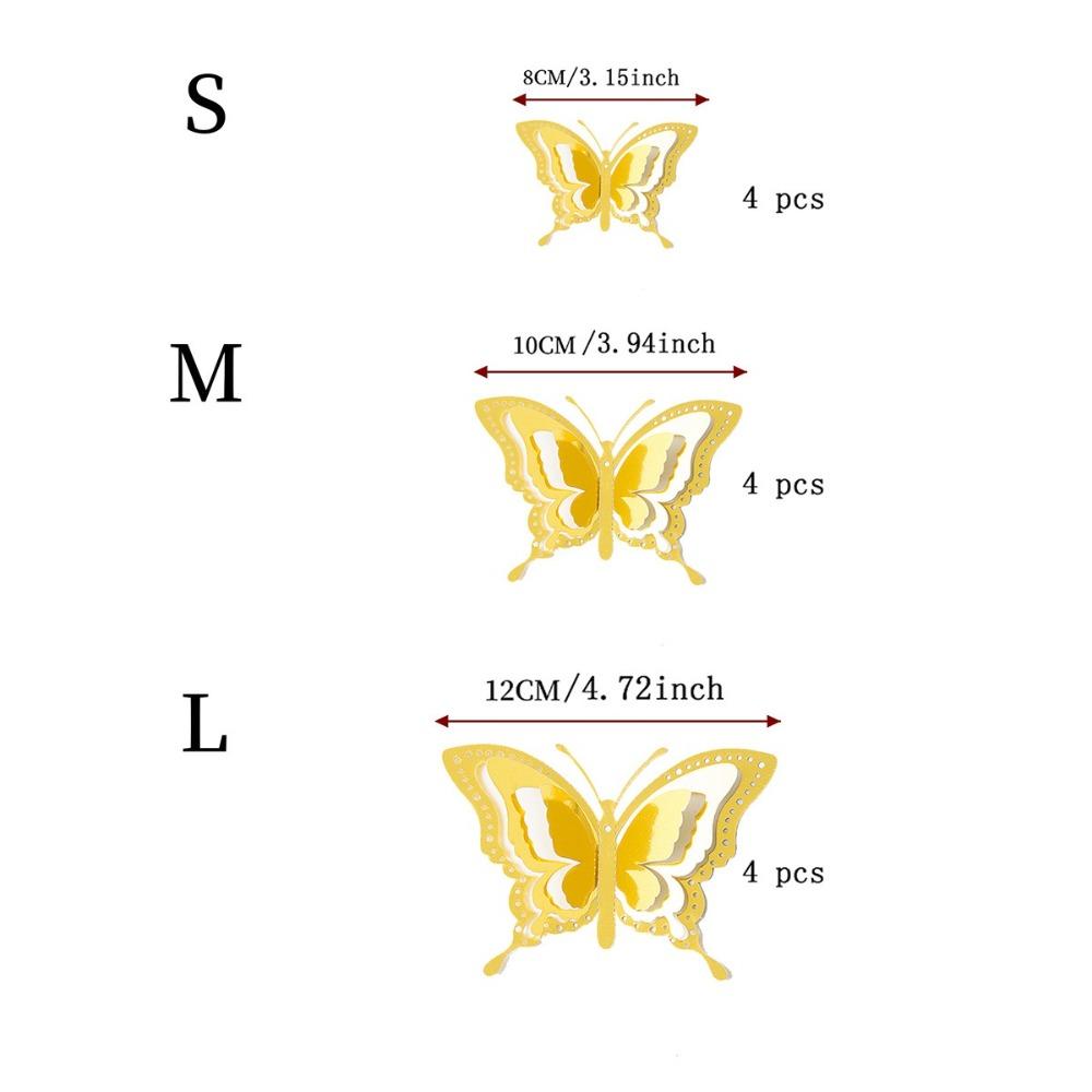 12pcs 3D Butterfly Wallpaper Self Adhesive Decal New Butterfly Wall Stickers  Festival Decoration