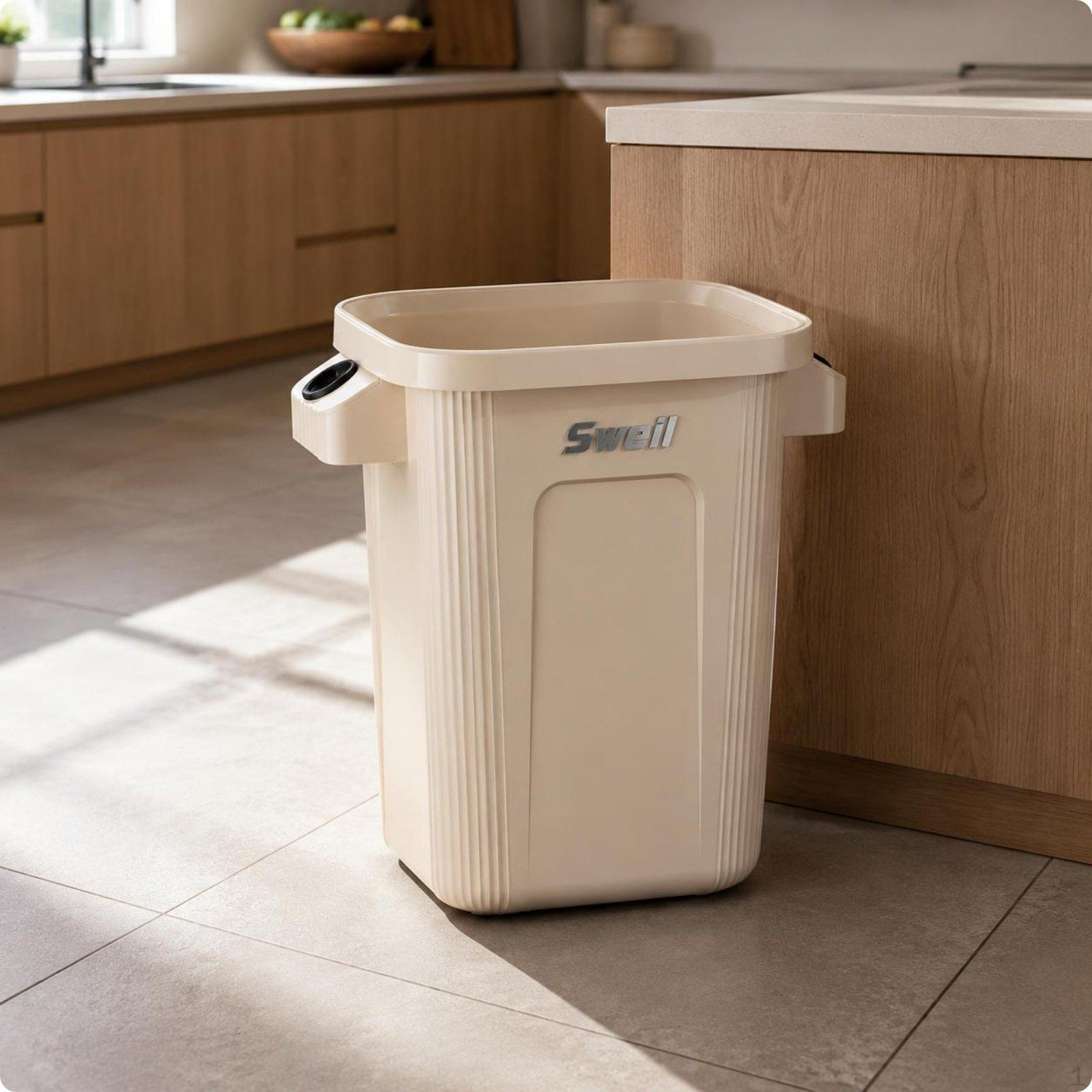 Wheeled Trash Can Large Capacity Mobile Garbage Bin Easy to Move Rolling Rubbish White S White S
