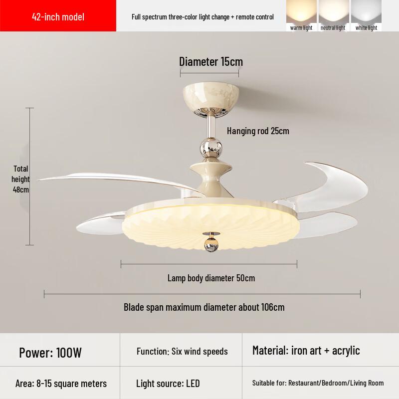 NuFeng Invisible Ceiling Fan Chandelier