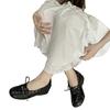 New versatile square head lace-up single shoes women's retro inner height-increasing cross-strap shallow mouth women's shoes
