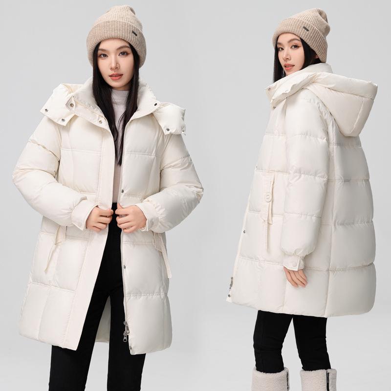 Women's 2024 Korean Harajuku Hooded Cotton Jacket - Winter Warm Detachable Mid-Length Coat