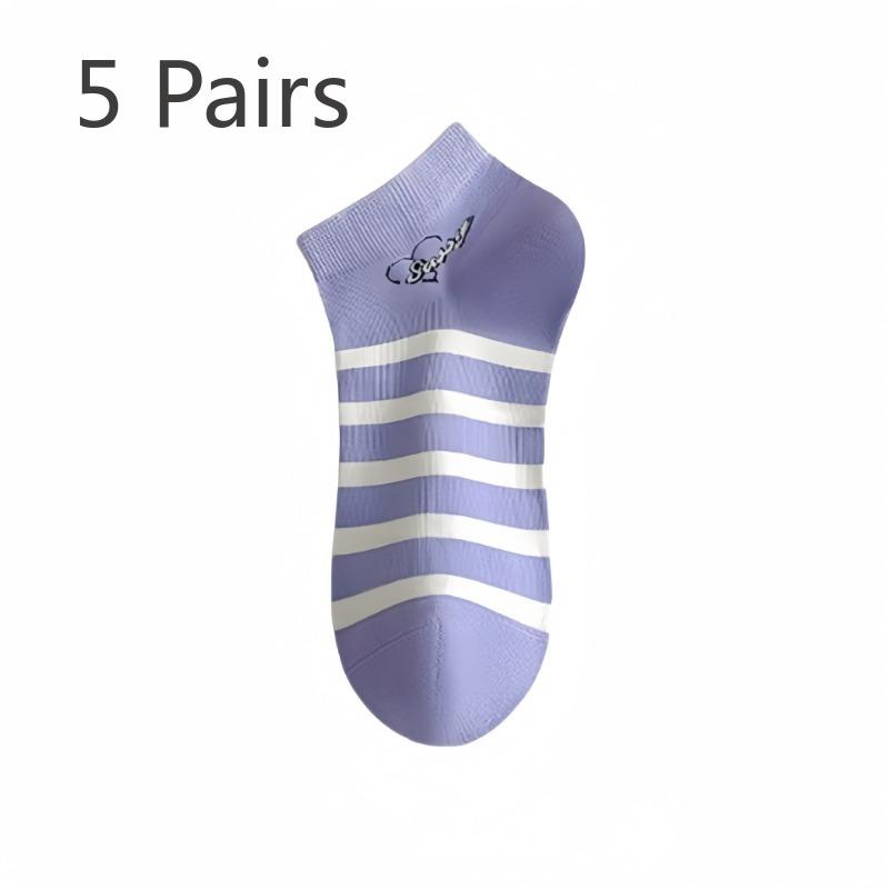 

5 Pairs of Women s Summer Thin Cotton Deodorant Lovely Shallow Mouth Socks 5 Pairs