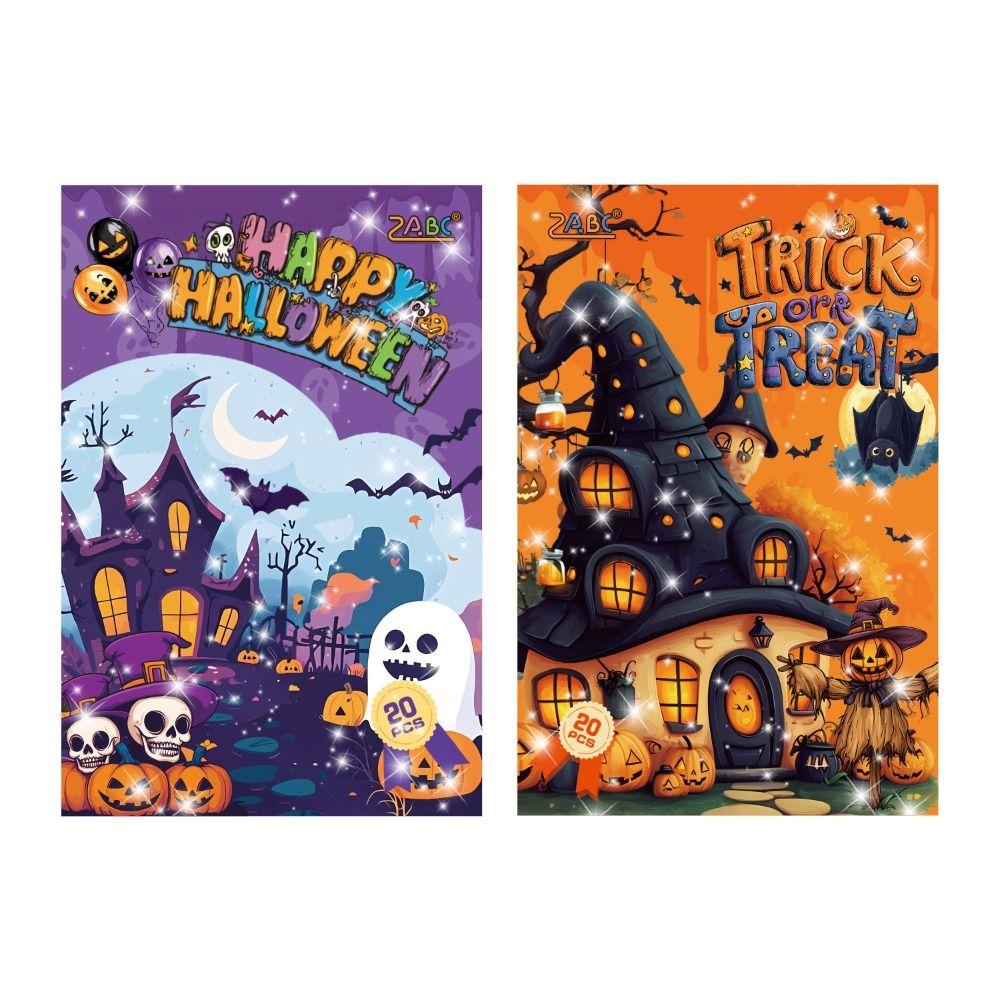 20Pcs/Pack Pumpkin Skeleton Kids Halloween Stickers Trick or Treat Spooky Scrapbooking Planner Stickers Waterproof