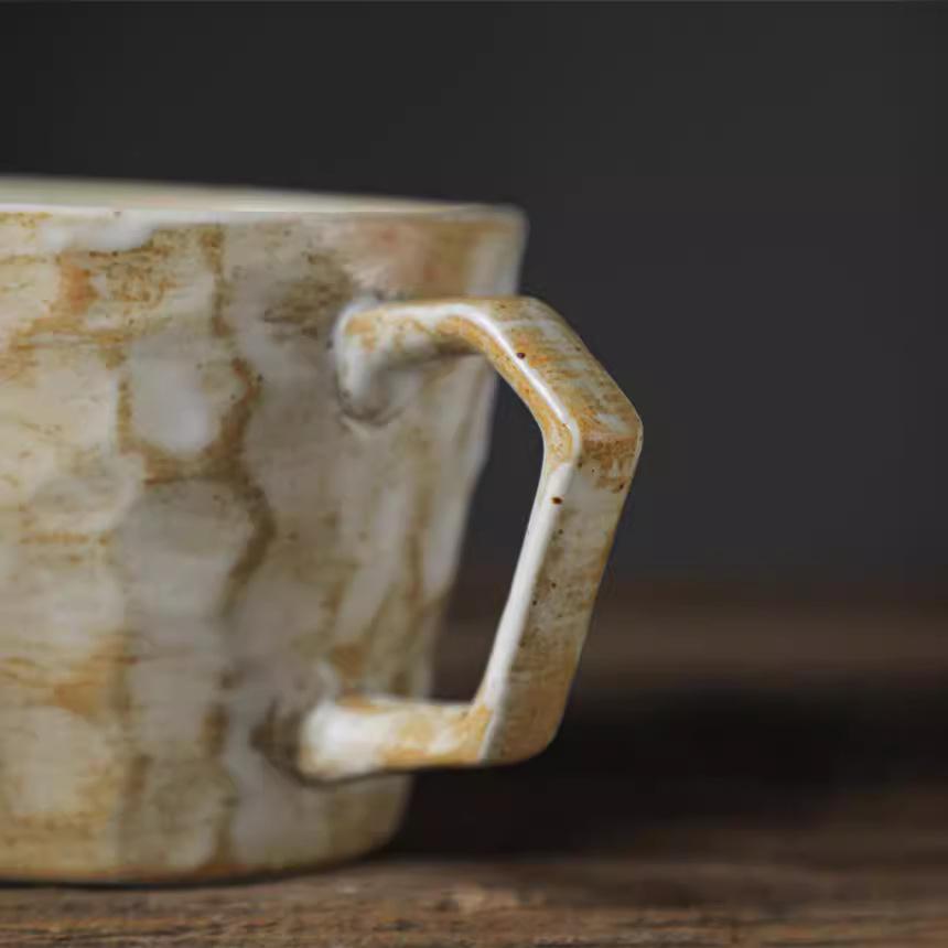 Japanese Coarse Pottery Coffee Cup Breakfast Creative Afternoon Cup Tea Old Retro Vintage Ceramic Cup