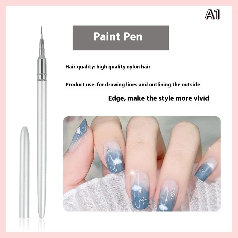 Detail Painting Pen for Nail Design Manicure 7/9/11/15/20mm Drawing Tool for Lines Silver Nail Art Liner Brushes Set 5 Sizes