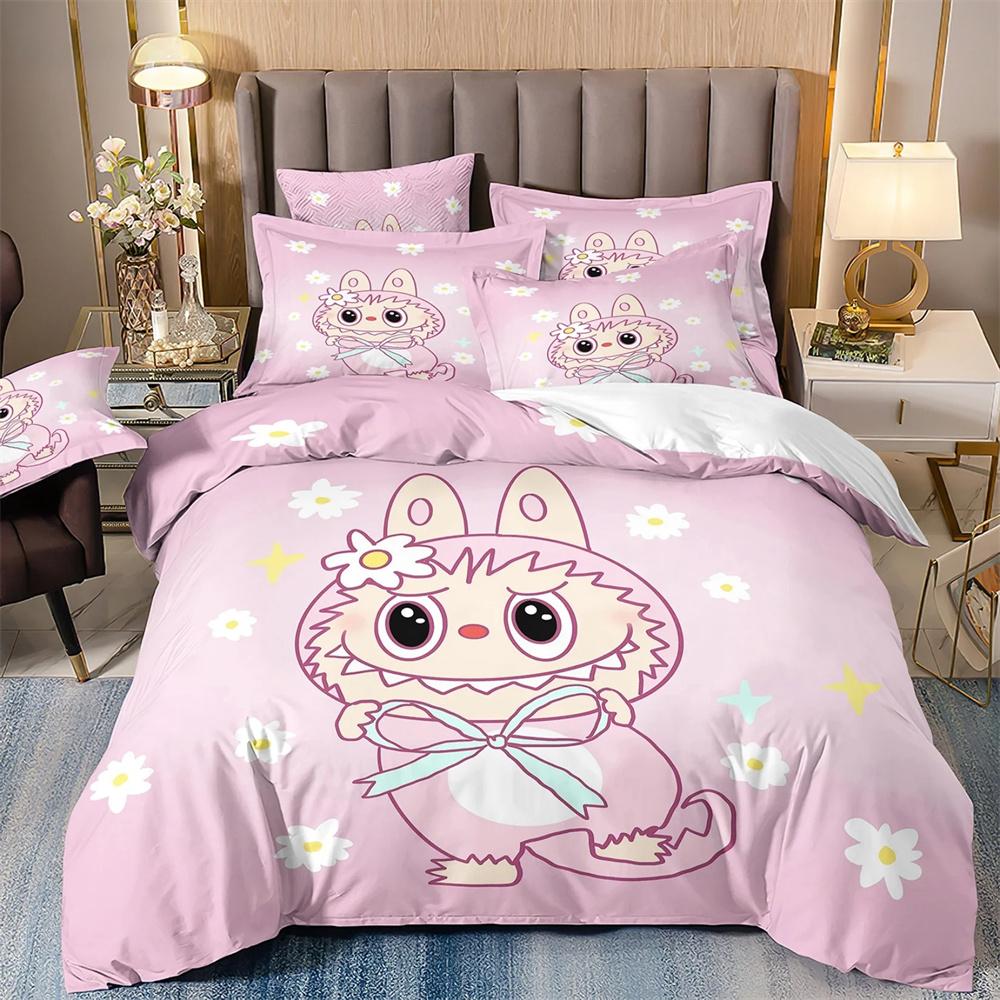 סט מצעים חמוד בובו 2/3 חלקים לחדר שינה, מתנה לילדים, בני נוער, מבוגרים, מיקרופייבר למיטה זוגית, כיסוי שמיכה עם רוכסן, עיצוב לחדר