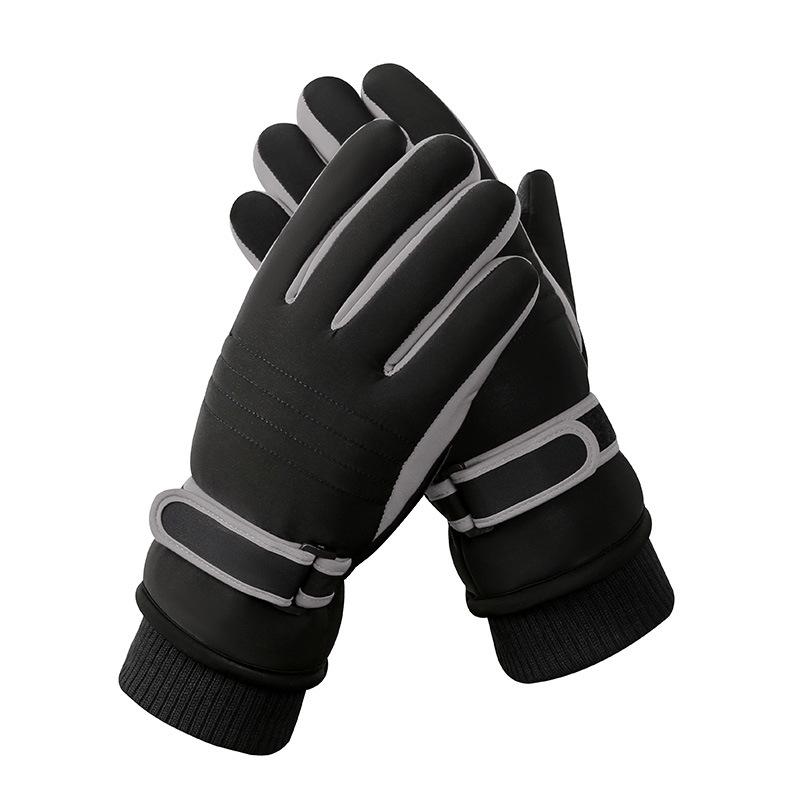 Winter Skiing Gloves for Men  Thickened with Fleece  Outdoor Cycling Windproof and Cold Proof  Touch Screen  Fashionable Five Finger Warm Gloves