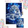 New Arrival 5D DIY Full Circle Diamond Painting "White Tiger" Embroidery Cross Stitch Home Decor Gift