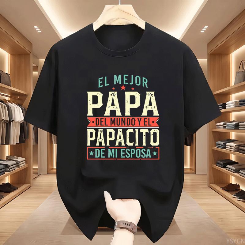 The Best Dad In the World T-shirt Gift for Dad T-Shirt Spanish Father's Day Tees Crewneck Short Sleeve Printed Tees Clothing