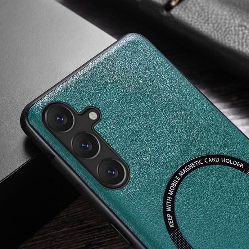 Magsafe Magnetic Wireless Charging Case For Samsung S24 Ultra S24 + S23 S22 + Galaxy S21 Plus S20 FE Luxury PU Leather Cover