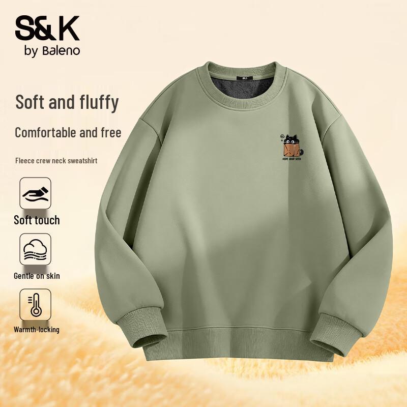 Baleno Men's S&K Series JPB Black Cat Print Thickened Crewneck Sweatshirt