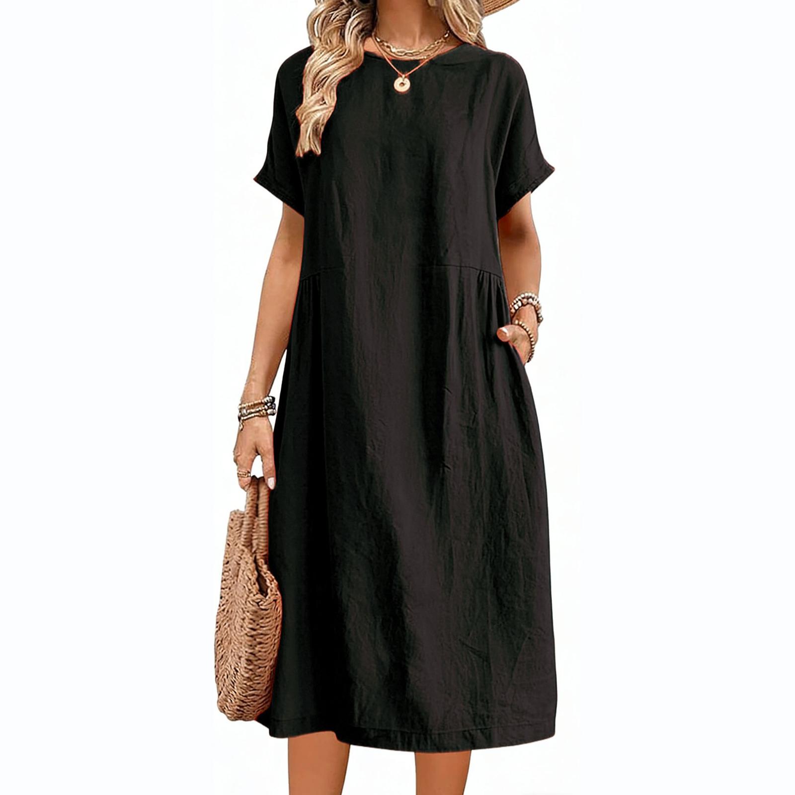 

Women s Summer Casual And Comfortable Dresses L чёрный