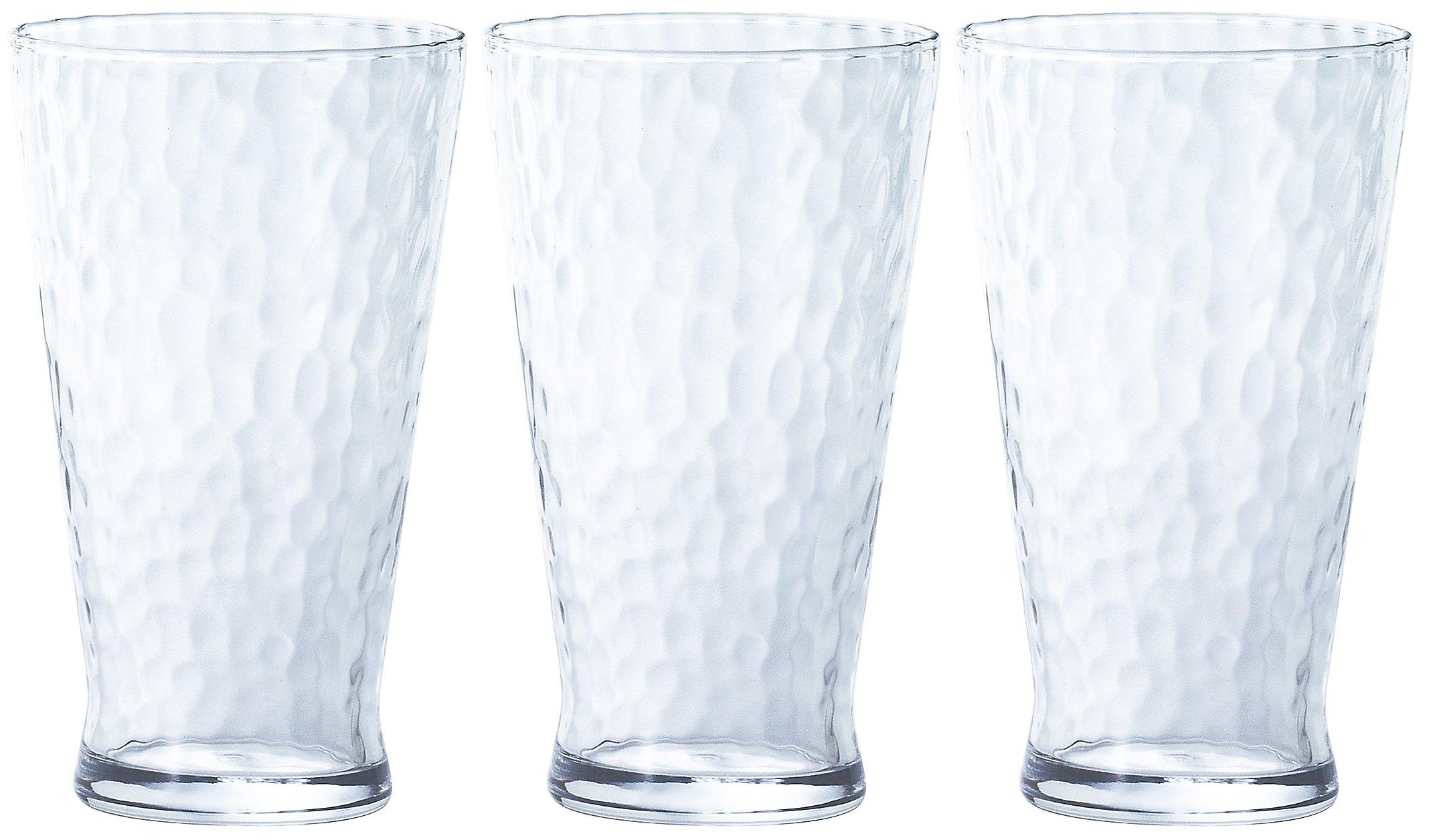 

ADERIA Glass Cup Tumbler Dunk Big Tumbler 385ml Set of 3 Made in Japan [Hammered Pattern/Dishwasher Safe] B-6564