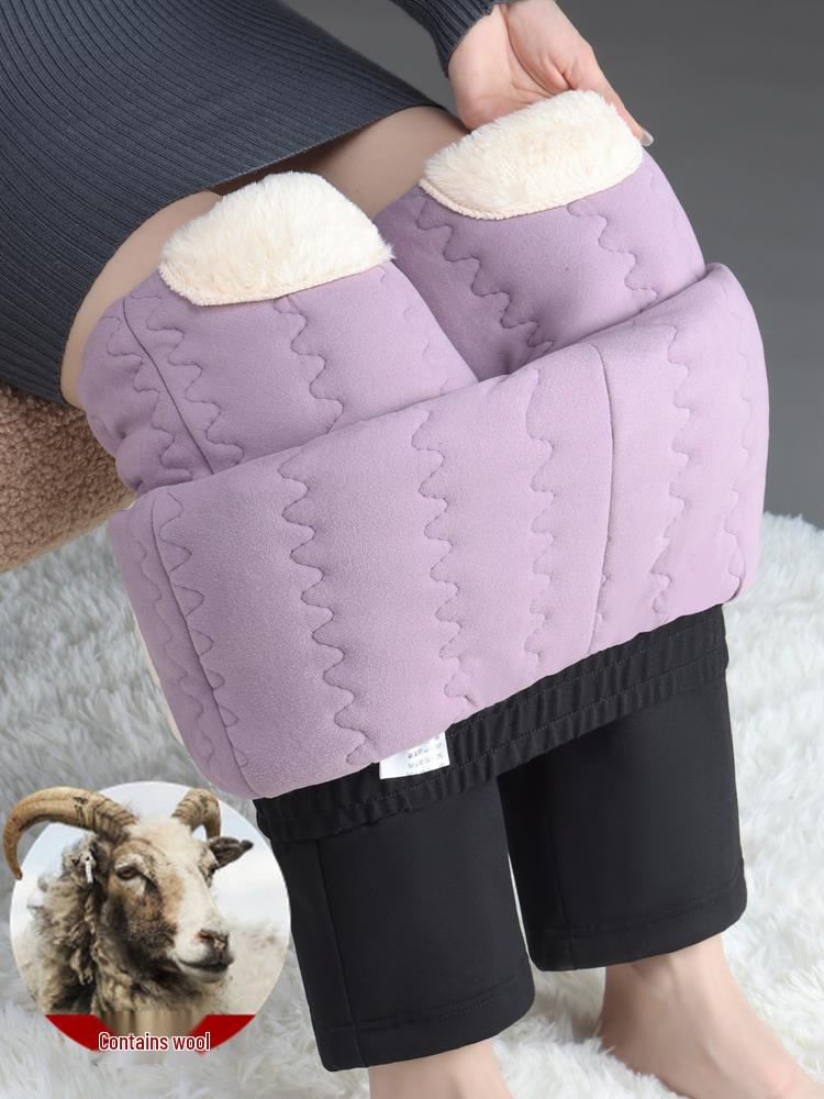 Women's Thickened Wool Denim High Waist Winter Pants - Plus Size Cashmere & Velvet Warm Cotton Elastic Pants
