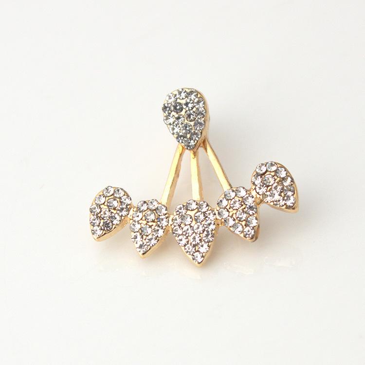 

Новые модные серьги-гвоздики из сплава с бриллиантами и каплями воды, передние и задние серьги, висячие серьги сзади золотой