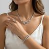 Luxury Rhinestone Interlocking Circle Jewelry Set for Women Trendy Gold Color Crystal Necklace Earrings Bracelet Ring Set Gifts