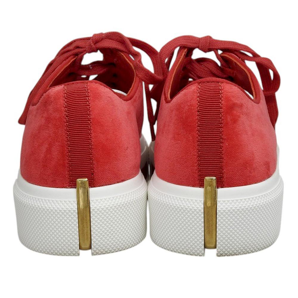 Alexander Mcqueen Beautiful Low-cut Sneakers Shoes for Women In Velvet, Red and White, Size 37, 482173 Shoes 37 Red / whiteUsed