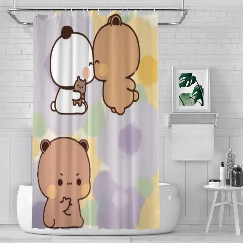 PO01 Shower Curtain Bathroom  Cute Bear Pnada Bubu Dudu Decor Modern Household Items Bathroom Curtain Graduation Gift Festival